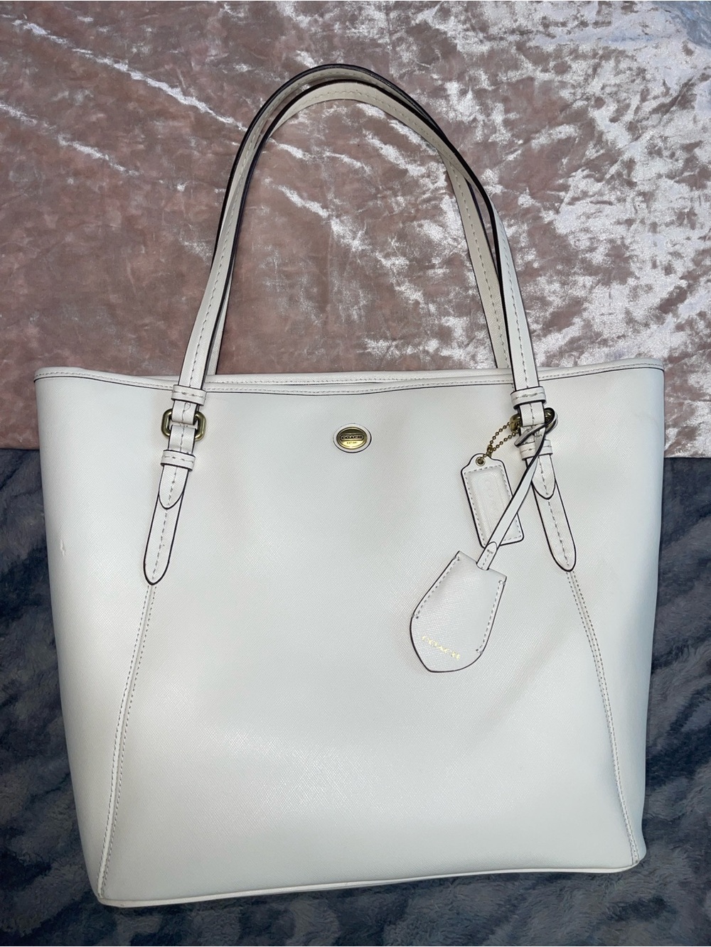 Coach Peyton Ivory Leather Carryall Tote